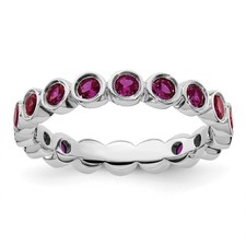 925 Sterling Silver Stackable Expressions Lab Created Ruby Ring Size 6