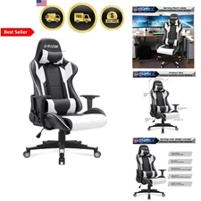 Gaming Chair Office Chair High Back Ergonomic Leather Swivel Desk Chair White
