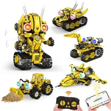 5-in-1 Remote Control STEM Robot Building Kit with LED Light – Transformab