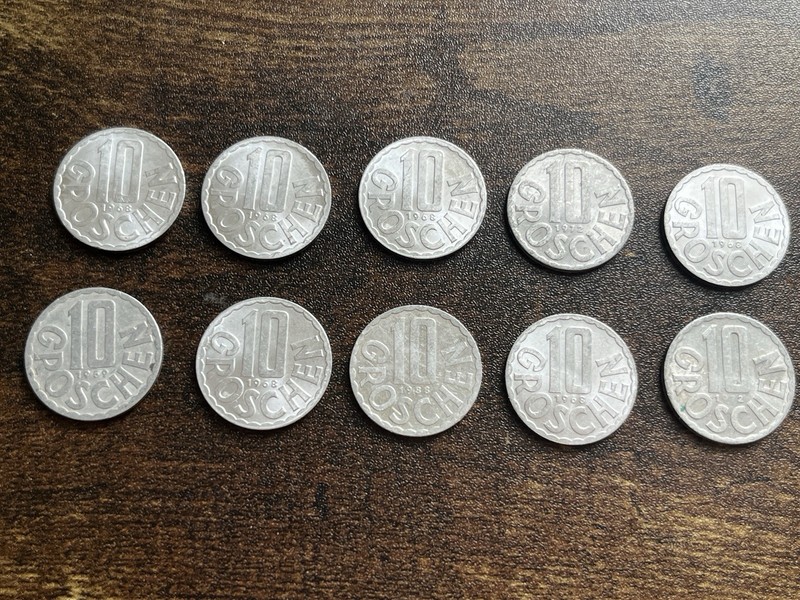 Austria Lot Of 10 Ten Coins 10 Groschen Beautiful Coins Lot 34
