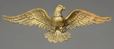 Vtg 18 5/8" American Bald Eagle Pediment Wall Hanging Brass Cast Metal