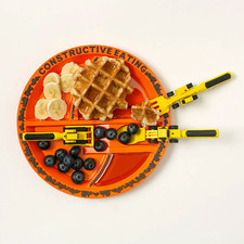 Eating Plate and Utensils Set - USA-Made Toddler Dinnerware with Divided Plates