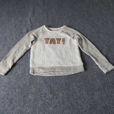 Cat Jack Kids Girls M 7/8 Gray Fleece Lined "YAY " Sweatshirt
