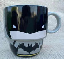 Coffee Mug Cup Six Flags Batman Grey Black Magic Mountain DC Comics Stackable