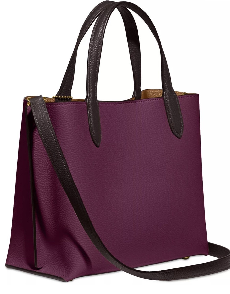 NWT Coach Willow Tote 24 Crossbody Leather Deep Berry Purple C8561