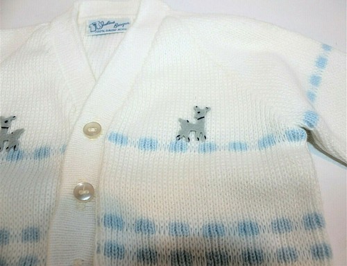 Vintage NWT 1960s 60s Julius Berger Baby Boy's Sweater Cardigan Size 12M Orlon - Picture 3 of 8