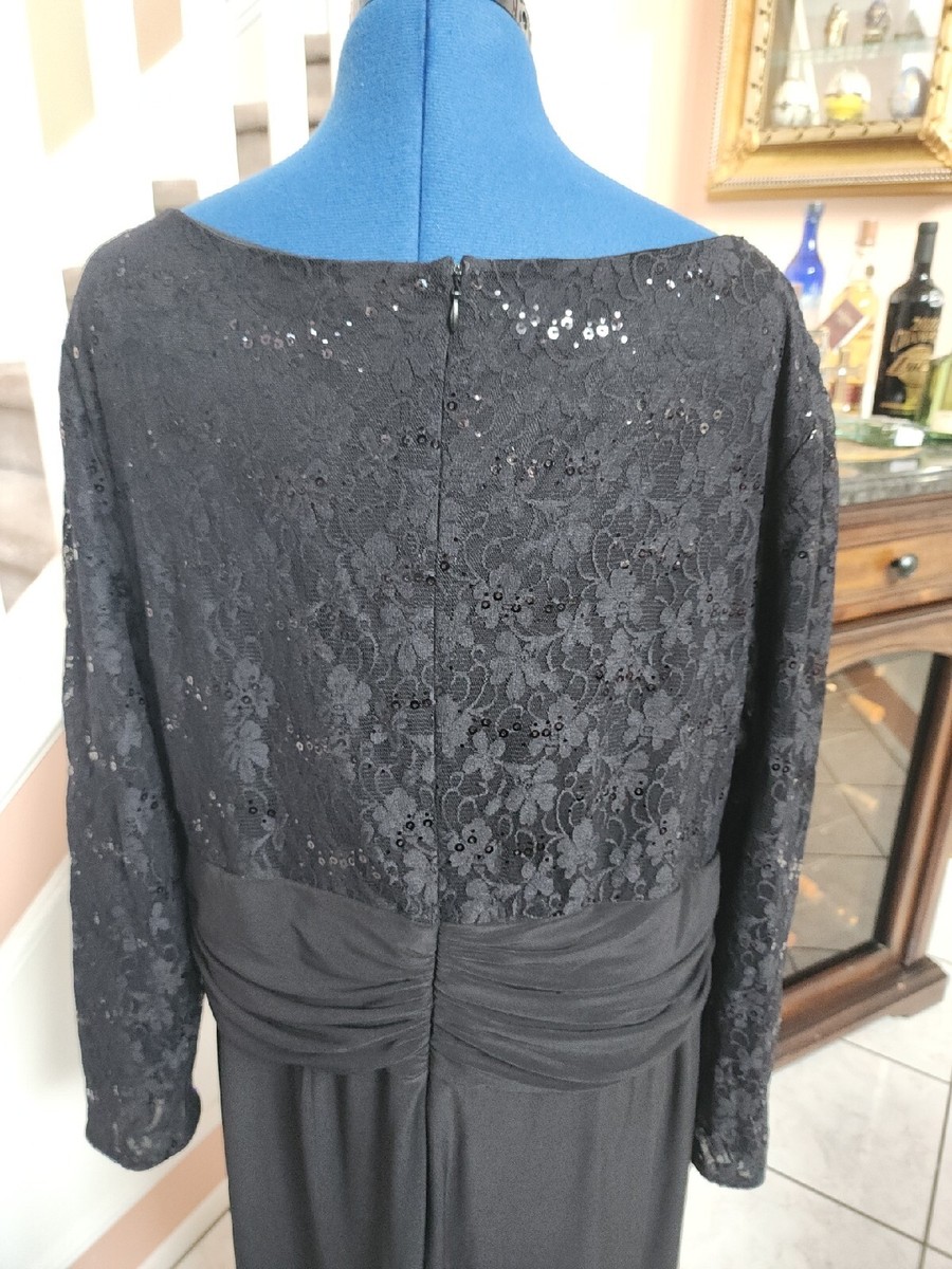 Ralph Lauren BLACK ワンピース sequin lace sleeve NWOT CHAPS RALPH LAUREN Black Lace Sequin Bodice Long Sleeve