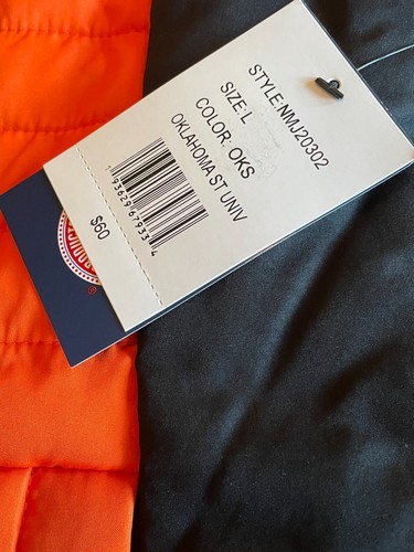 NWT OSU Sleeveless Puff Vest Orange Black SZ L Womens Zip Pockets - Picture 6 of 10