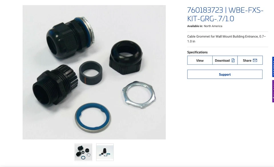 (5) CommScope WBE-FXS-KIT-GRG-.7/1.0 Fiber Cable Grommet for Wall Mount Entrance - Image 3 of 3