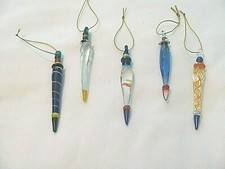 NEW MULTI-COLORED 3-3/4" THIN ICICLE SHAPED GLASS ORNAMENT VARIOUS COLORS 