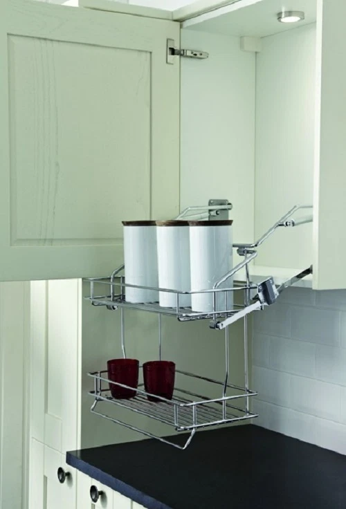 Pull Down Basket Shelves Kitchen Cabinet with Two Tier Wire Shelves 504.59.
