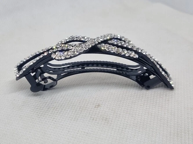 Fermaglio per capelli a barra matic a fibia con strass e cristalli - 9.5 CM Scegli il colore Marrone-Tartaruga