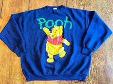 Vtg Disney Winnie The Pooh Crewneck Sweatshirt Navy Blue XL Made USA 90s 80s