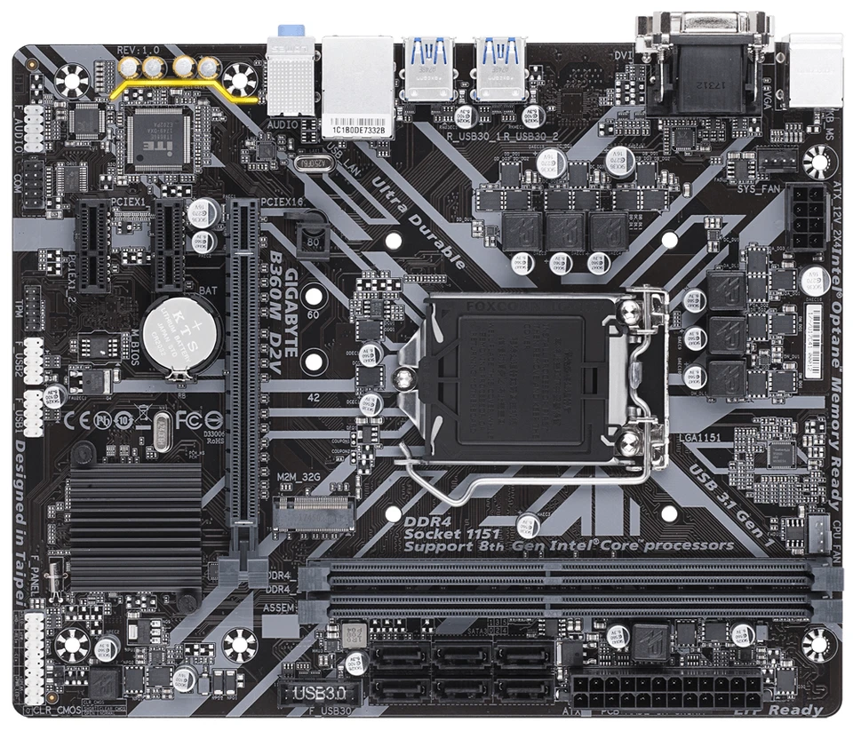 Gigabyte GA-B360M-D2V/Power Motherboard 1151 Supports 9th and 8th Gen Intel DDR4 - Image 4 of 4