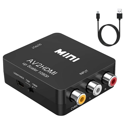 AV zu HDMI Adapter Konverter | 1080P Full HD | Video Audio | 3 RCA zu HDMI TV