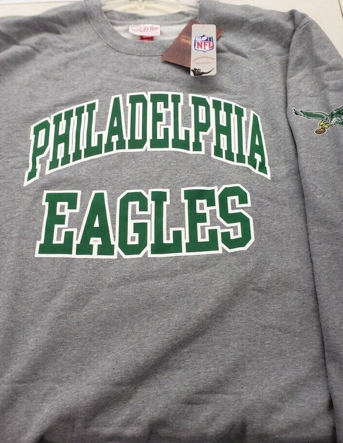 PHILADELPHIA EAGLES NFL MITCHELL & NESS GRAY CREW FLEECE