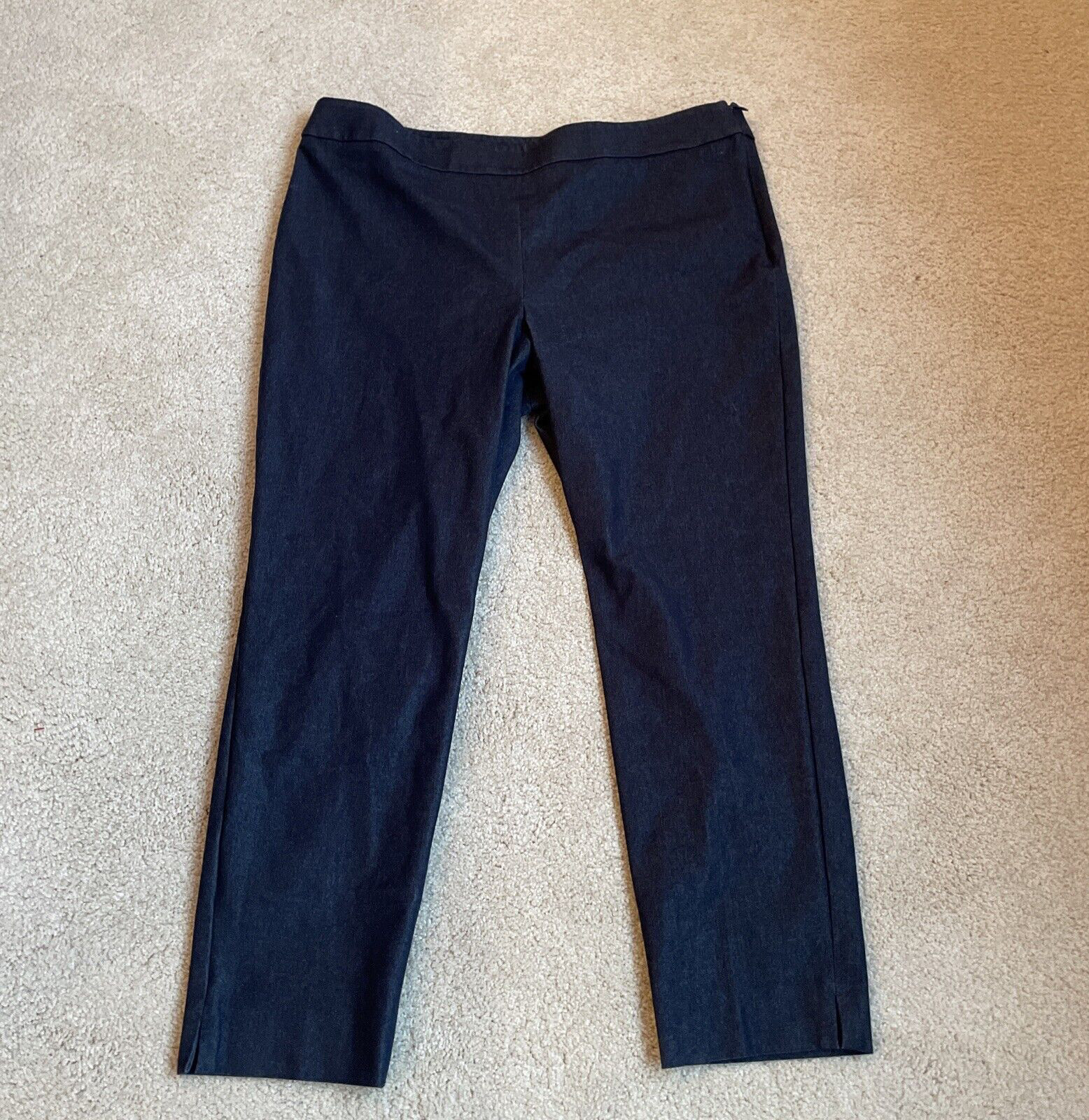 Talbots Pants Womens 16P Chatham Ankle Slim Side Zip Blue Office Career  38x25