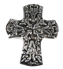 Holland Boone Large Polished Pewter Wall Cross 9" x 7" Never Tarnish