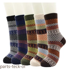 5 Pairs Men Women Crew Wool Merino Lambs Thermal Heavy Design Warm Boots Socks