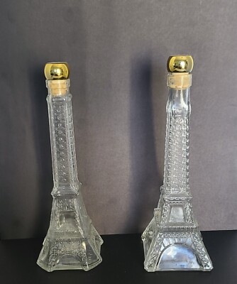 Eiffel Tower Glass Decanter set of 2 Made in France 