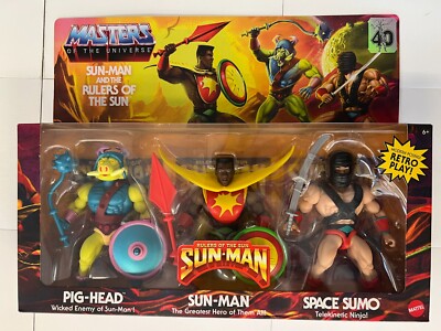 Mattel MotU Origins ~ Sun Man & the Rulers of the Sun 3 Pk ~ Pig-Head Space Sumo