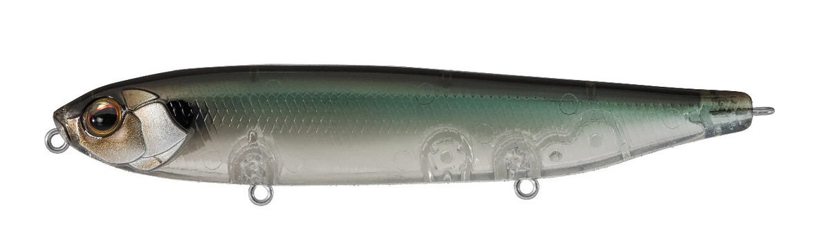 Evergreen JT Pencil Topwater Fishing Lure - Ghost Olive Shad Pattern (Surface Walking Bait)