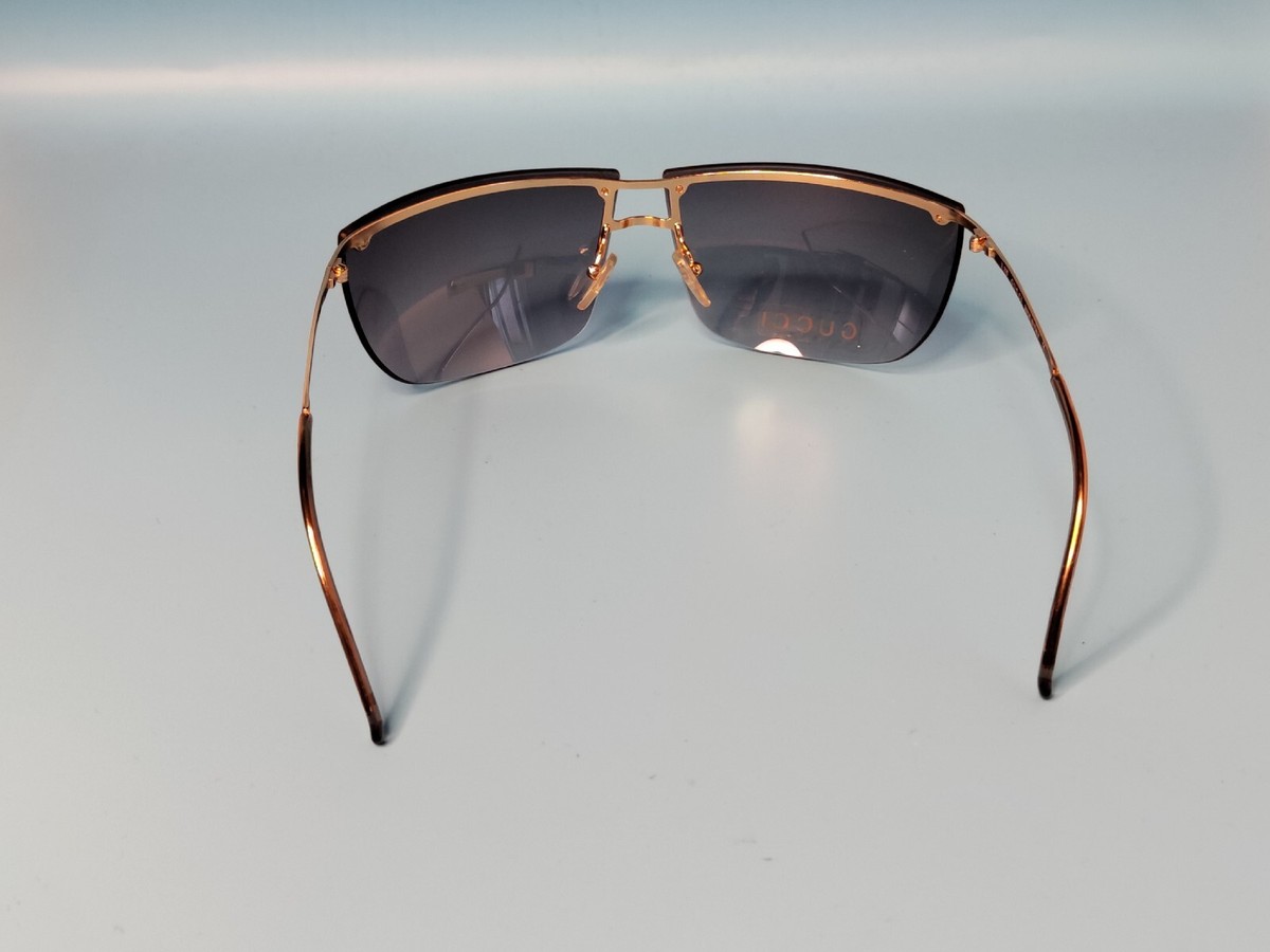 小物 vintage gucci half rim sunglasses italy Vintage GUCCI Bronze Half-Rim Shield Sunglasses GG2653S L6E