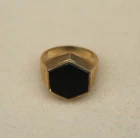 Hexagon Black Onyx Ring Silver Ring Mens Pinky ring, Birthday gift, Man ring