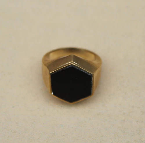 Hexagon Black Onyx Ring Silver Ring Mens Pinky ring, Birthday gift, Man ring