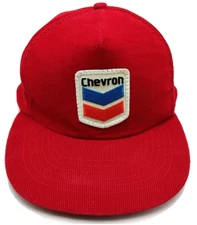 CHEVRON hat corduroy red adjustable snapback cotton cap w/ patch wide brim