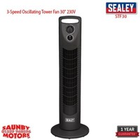 Sealey STF30 Oscillating Tower Fan 3-Speed 30In 230V Matte Finish - Black