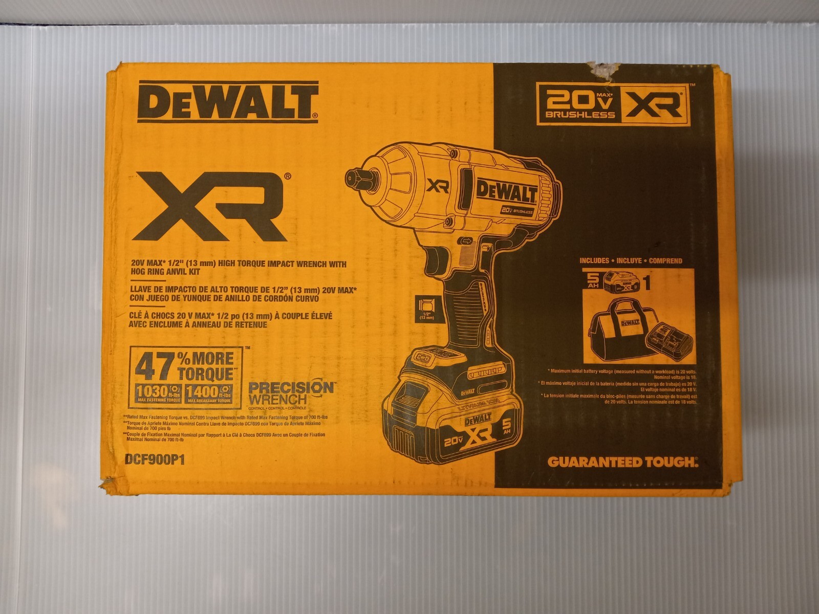 DeWalt DCF900P1 20V MAX XR 1/2-In High Torque Impact Wrench with Hog Ring Anvil