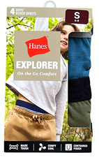 Hanes Explorer 4 Boxer Briefs Boys S 6-8 Contoured Pouch Wicking Odor Control