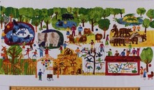 24" X 44" Panel Eric Carle 1,2,3 To The Zoo Scene Animals Cotton Fabric D675.28