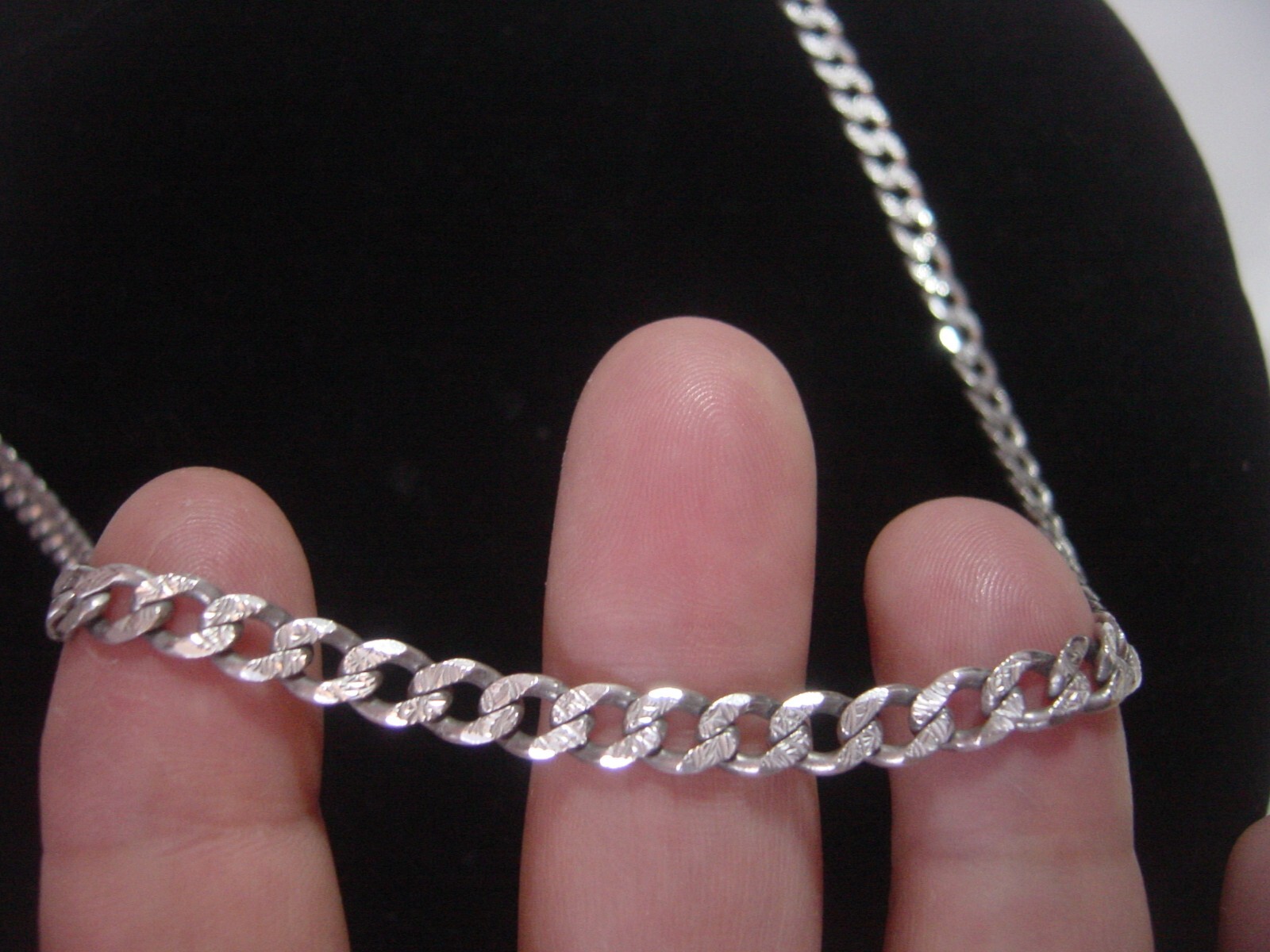 superb Solid Silver 20.5" curb necklace-vintage-b… - image 3