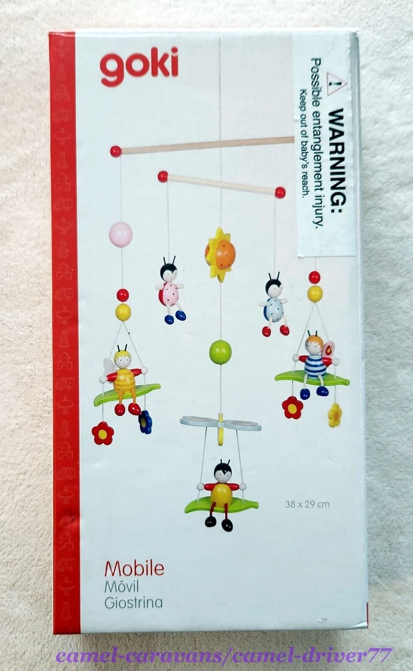 GOKI 3-D Colorful Wooden Baby Crib Mobile BEETLES & BEES Whimsical Nursery Decor - Image 2 of 4