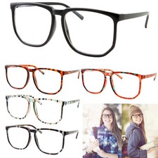 XL OVERSIZED VINTAGE RETRO Style Clear Lens Square Frame Nerd EYE GLASSES Large