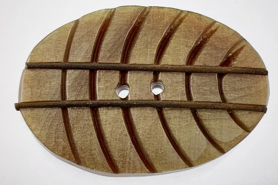 Vintage Carved Bakelite Brown Color Garment Button 1.3in Design Pattern 982A - Image 2 of 4