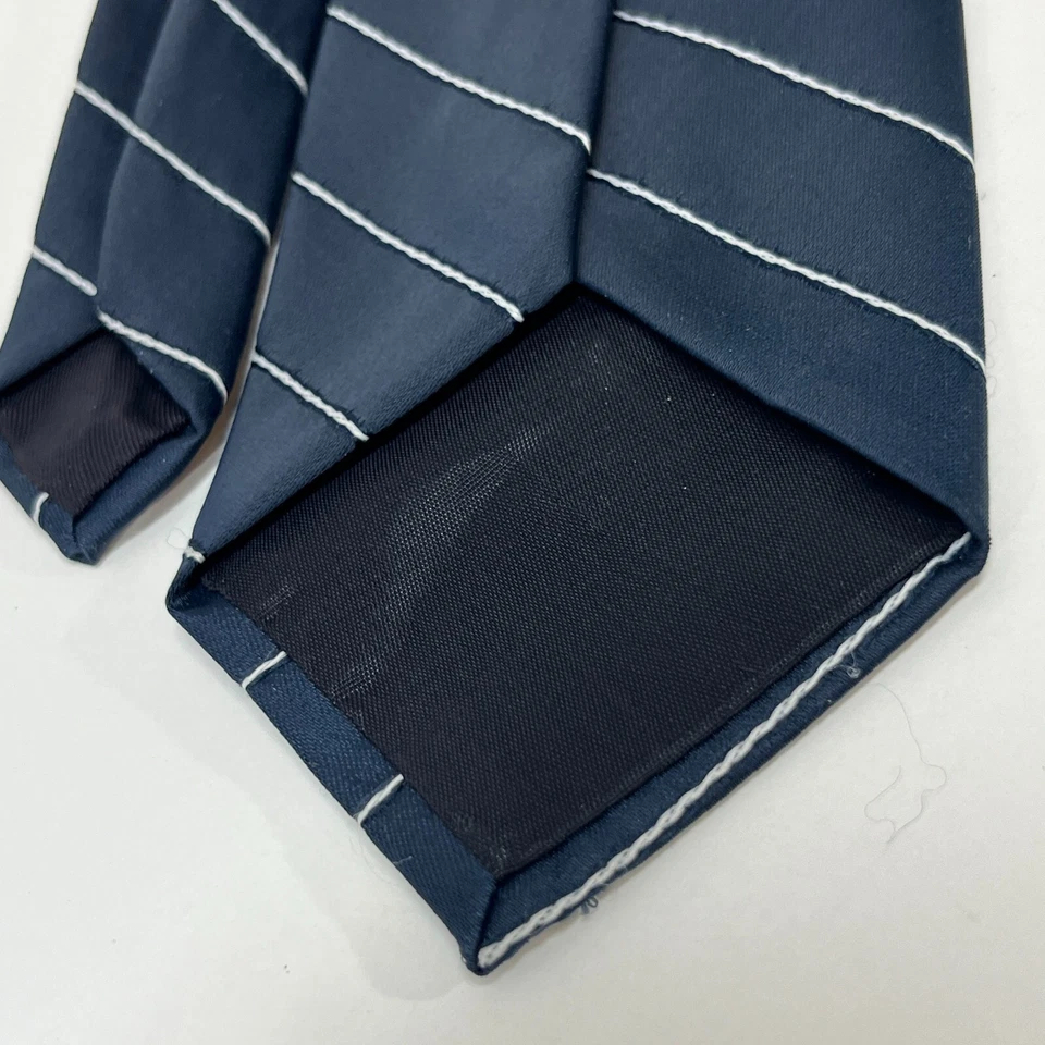 Corbata de cuello Brittania vintage para hombre - azul marino blanco a rayas ancho clásico Foto 4 de 4
