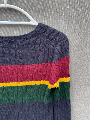 Polo Ralph Lauren Sweater Dress Girls Large Cable Knit Striped Long Sleeve - Picture 5 of 11
