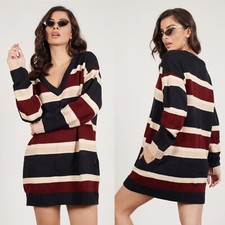 TOBI Diana Colorblock Striped Knit Sweater Dress Sz Small