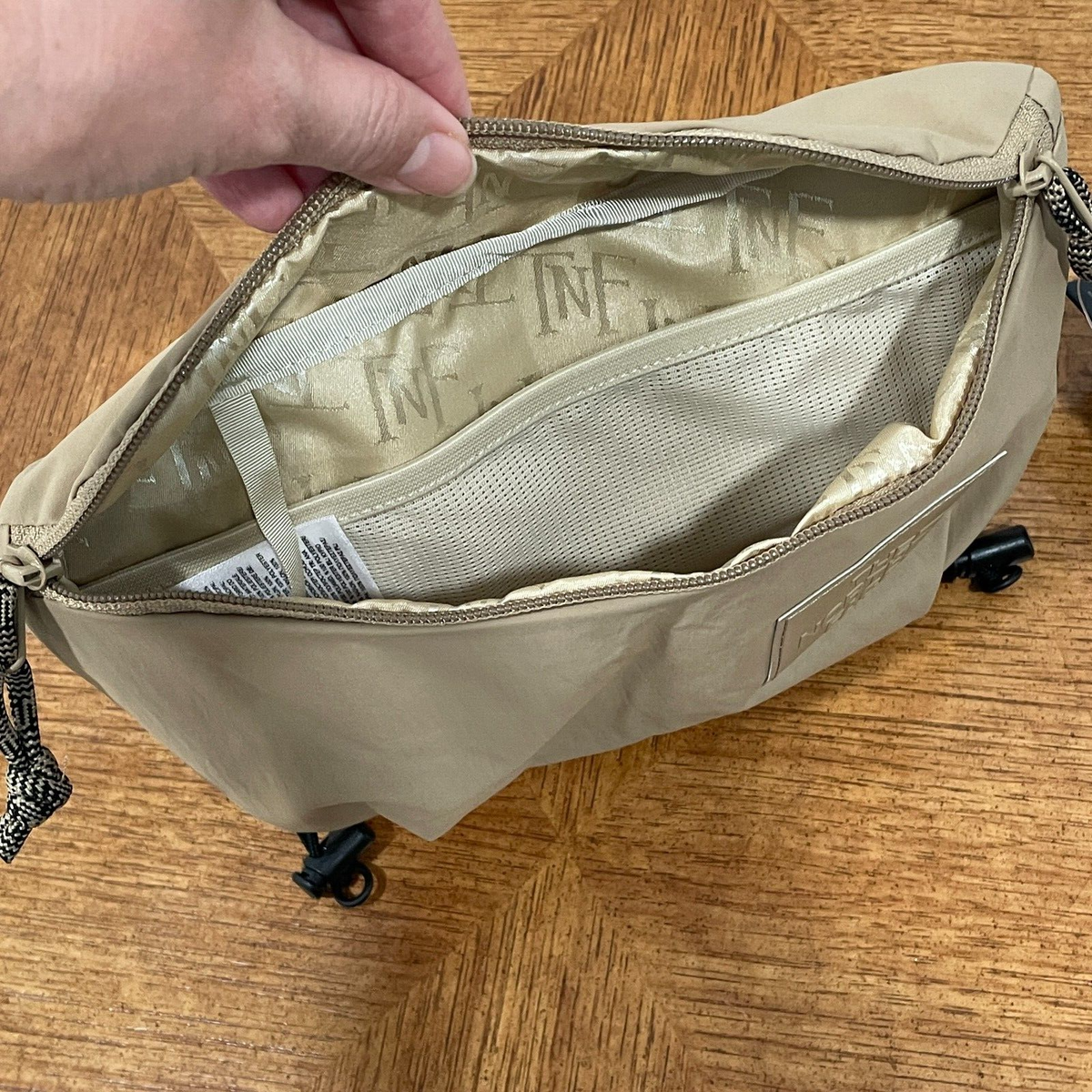 North Face Womens Never Stop Lumbar Bag Beige Tan Nylon