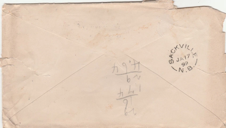 1899 SCHOONER SHIP ON COVER FROM JACKSONVILLE FLA.TO SACKVILLE N.B. CANADA - Image 3 of 3