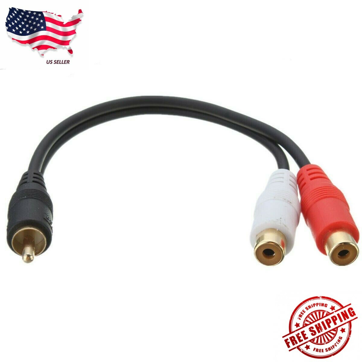 6 inch RCA Male to 2 RCA Female Gold Plated Audio Adapter Y