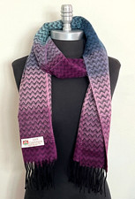 Womens Winter Warm 100 CASHMERE Scarf CHEVRON DESIGN Purple/Pink/Blue/Black