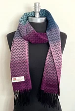 Womens Winter Warm 100% CASHMERE Scarf CHEVRON DESIGN Purple/Pink/Blue/Black