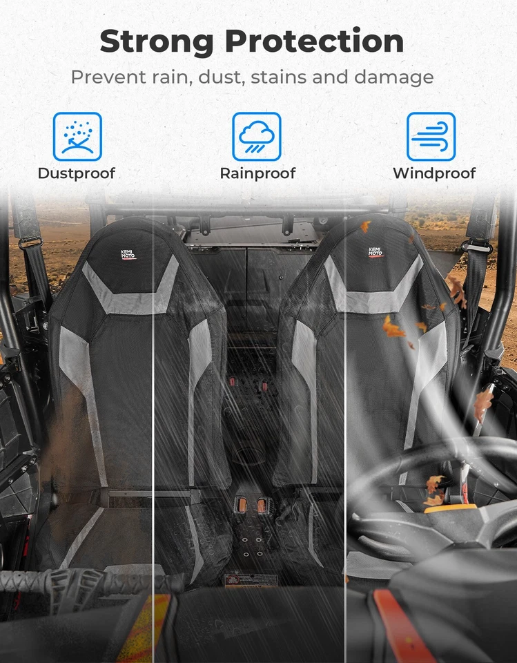 KEMIMOTO 1680D UTV Seat Covers W/ Pocket for Polaris RZR XP 1000 2014-2023 - Image 2 of 4