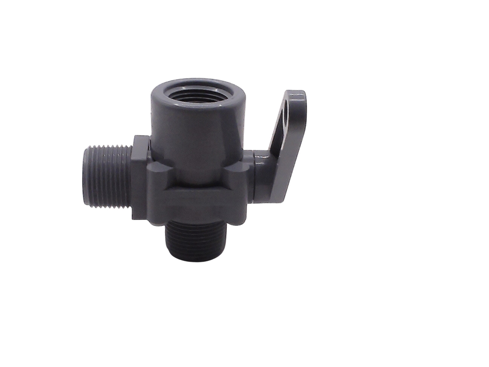 SMC 351‑12M12M12F‑F 3-Way PVC Ball Valve – 3/4" FNPT x MNPT, Lever Handle, Full