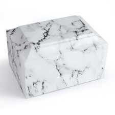 White Marble Cremation Urn Memorial Urn Vault for Human Ashes Adult Sized Urn...