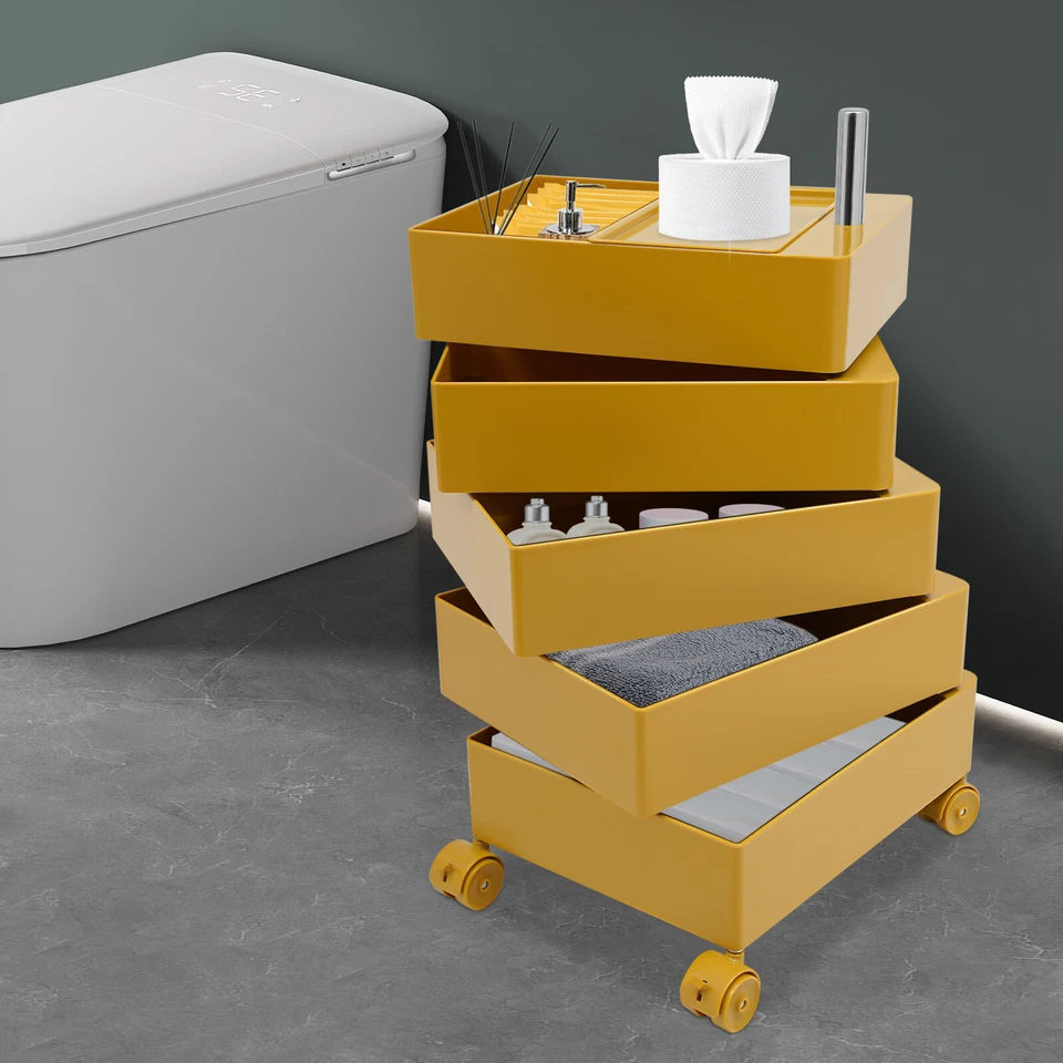 Sofá moderno giratorio 360° armario lateral armario de almacenamiento mesita de noche amarillo Foto 3 de 4